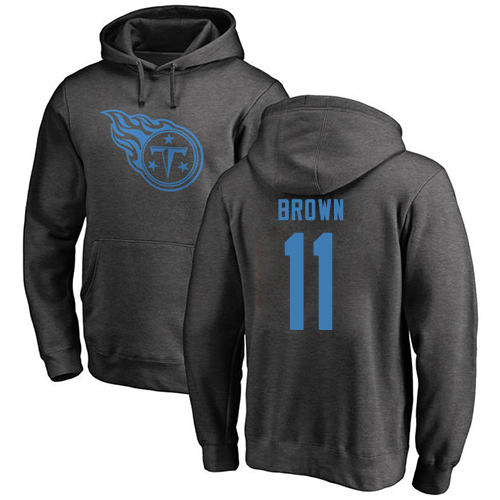 Tennessee Titans Men Ash A.J. Brown One Color NFL Football 11 Pullover Hoodie Sweatshirts
